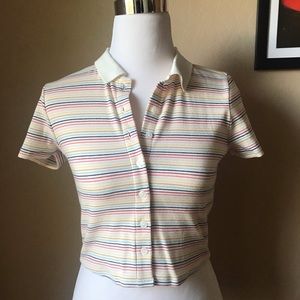 ✨NEW✨ Cropped Striped Button Front Shirt